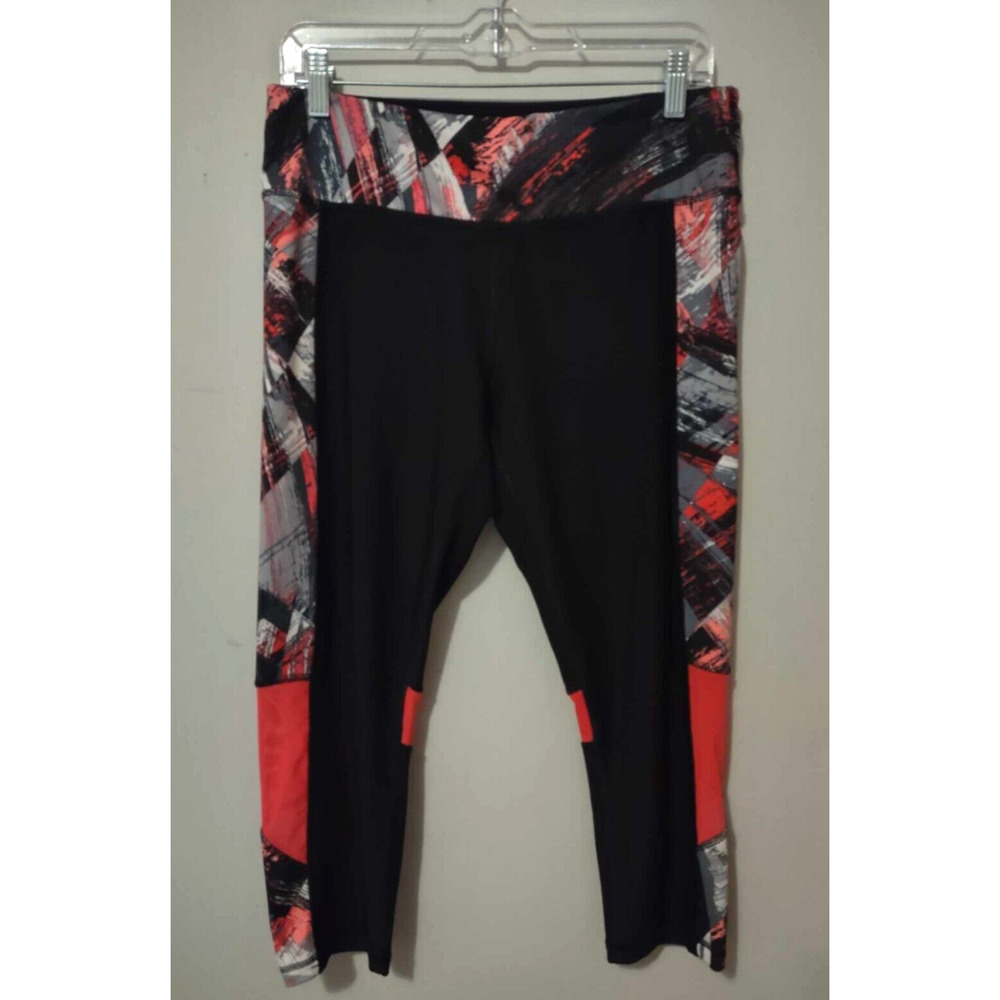 Energy Zone Black & Pink Mesh Cutout Activewear Cropped Leggings Size M